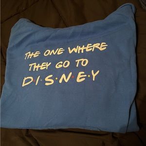 “The One Where They Go to Disney” blue hoodie, 2XL
